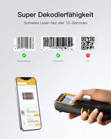 BCST-49 Bluetooth Tragbarer 1D Barcode Scanner mit Bildschirm, 2,4 GHz Wireless, mit 1000mAh Akku - Inateck Office DE