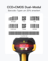 Pro 8SE 2D/1D/QR Wireless Blutooth Handheld Scanner, mit Screen und Smart Base, CMOS CCD Dual Module - Inateck Office DE