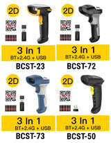 BCST-73 Wireless Barcode Scanner 1D/2D, Bluetooth 5.0, 2.4Ghz Barcode Reader, QR Code Scanner, liest von Bildschirmen - Inateck Office DE