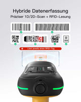 BCST-75X, RFID Barcode Scanner Kabellos, 2D QR Code Scanner Industrial mit Ladestation, IP67 wasserdicht und staubdicht, Barcode Leser mit 2600mAh Akku,Handscanner mit App & SDK - Inateck Office DE