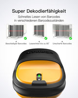 P6 1D Barcodescanner mit 2.4GHz, kabellos bis 60m, 2600mAh-Akku + BS04001 Barcode Scanner Ladestation - Inateck Office DE