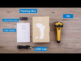 P6, Laser Barcode Scanner kabellos 2.4G – 60m Reichweite, 2600mAh Akku, automatisches Scannen