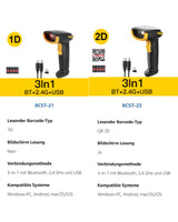 BCST-23(hyper160) Kabelloser Handscanner 2D Bluetooth Barcode Scanner mit SDK & langer Reichweite - Inateck Office DE