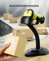 BCST-60 1D Barcodescanner mit 2.4GHz, kabellos bis 35m + BCST-S Barcodescannerständer, verstellbare Halterung - Inateck Office DE