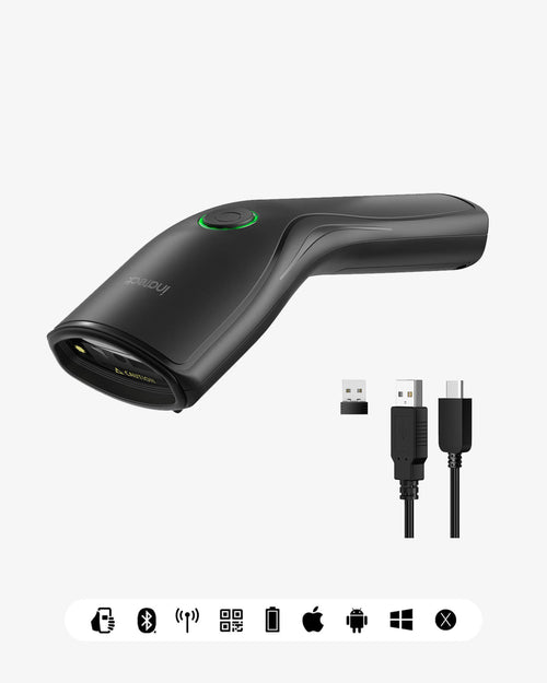Nano460 1D/2D/QR Bluetooth Tragbare Scanner, mit USB und 2.4G, mit Abnehmbarem 800-mAhAkku - Inateck Office DE
