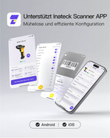 P6 AI 1D Barcodescanner mit 2.4GHz, kabellos bis 60m, 2600mAh-Akku - Inateck Office DE