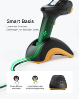 Pro 8SE 2D/1D/QR Wireless Blutooth Handheld Scanner, mit Screen und Smart Base, CMOS CCD Dual Module - Inateck Office DE