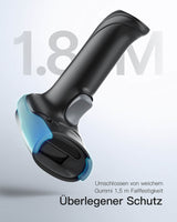 Pro 170B 2D Barcode Scanner Kabellos, QR Code Scanner mit 2 Austauschbaren 2000mAh Akkus, mit Ladestation, mit Bluetooth und Kabel USB - Inateck Office DE