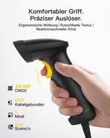 Hyper A60S, Barcode Scanner 2D mit Stand USB, QR Code Scanner Plug & Play für Lager, Bibliothek & Einzelhandel