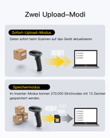 PRO-170B 2D Barcode Scanner kabellos Bluetooth – QR Code Scanner mit 2 Akkus & Ladestation - Inateck Office DE