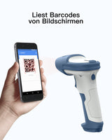 BCST-73 1D/2D Barcodescanner, kabellos 2.4GHz, Bluetooth 5.0, Displayscannen + BS04001 Barcode Scanner Ladestation - Inateck Office DE